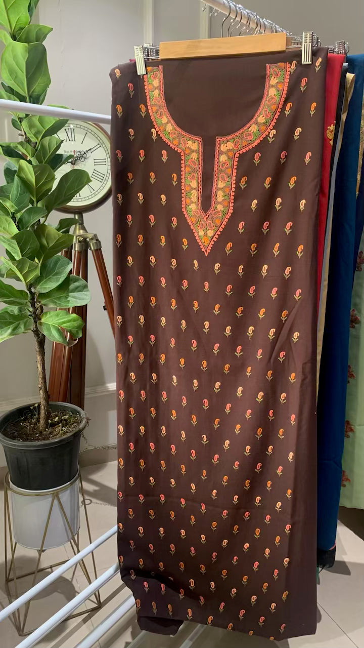 Kashmiri Aari Work Unstitched Women's Suit Fabric